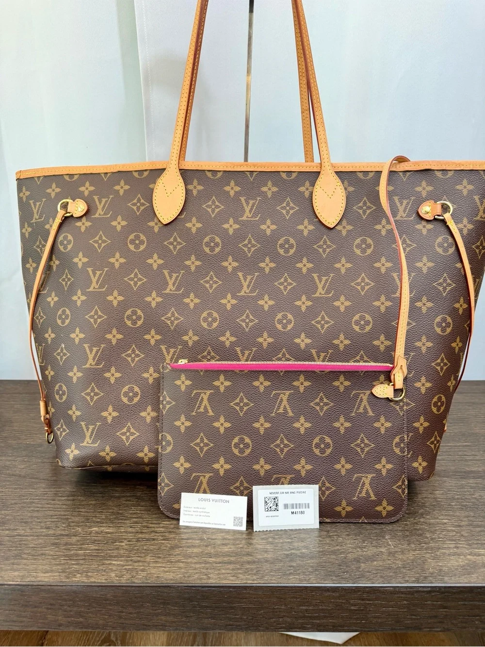 Louis Vuitton Monogram Canvas Tote with Pink Zip and Natural Leather Trim